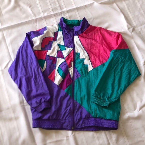 80s Colourful Geometric Windbreaker Jacket - Picture 3 of 13
